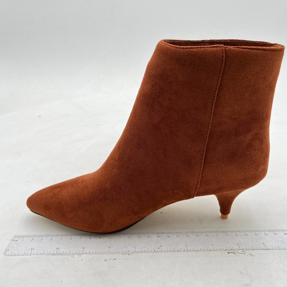 Brown Suede Kitten Heel Ankle Boots Pointed Toe Prom Party Shoes